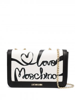 Двухцветная сумка через плечо с логотипом Love Moschino. Цвет: черный