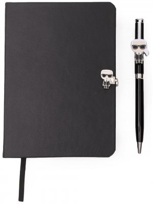 Записная книга с ручкой K/Ikonik Karl Lagerfeld. Цвет: черный