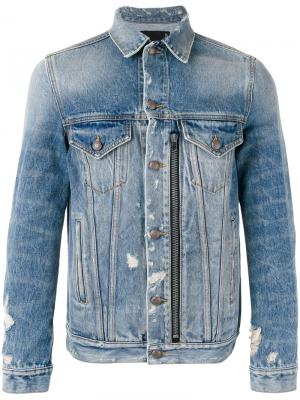 Джинсовая куртка с молнией R13. Цвет: синий