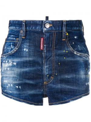 Джинсовые шорты Cool Girl с эффектом потертости Dsquared2. Цвет: синий