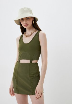 Платье adidas Originals. Цвет: хаки