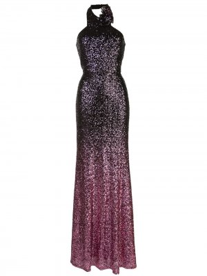 Вечернее платье с вырезом халтер и пайетками Marchesa Notte. Цвет: фиолетовый
