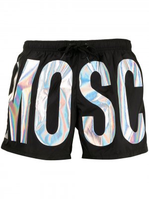 Плавки-шорты с логотипом Moschino. Цвет: черный