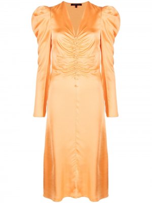 Платье с V-образным вырезом и сборками Patrizia Pepe. Цвет: оранжевый