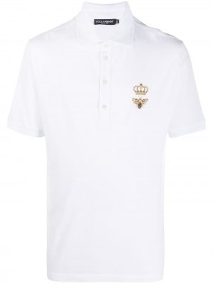 Рубашка поло с вышивкой Dolce & Gabbana. Цвет: белый