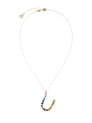 Колье с подвеской в форме буквы U из топазов Dolce & Gabbana. Цвет: золотистый