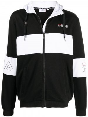 Куртка с капюшоном и вышитым логотипом Fila. Цвет: черный