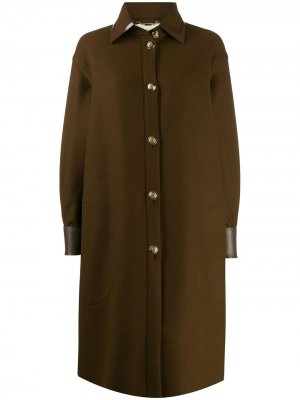 Длинное пальто-рубашка Fendi. Цвет: коричневый