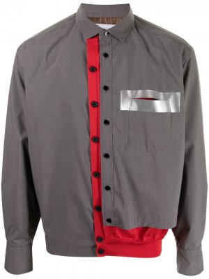 Многослойная рубашка с трикотажной вставкой Kolor. Цвет: серый