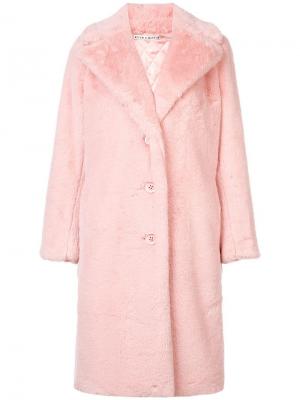 Меховое пальто оверсайз Foster Alice+Olivia. Цвет: розовый