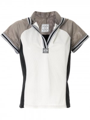 Сетчатая рубашка с короткими рукавами и капюшоном Chanel Pre-Owned. Цвет: серый