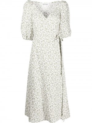 Платье миди Mint с цветочным принтом Reformation. Цвет: белый