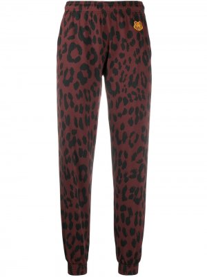 Спортивные брюки с леопардовым принтом Kenzo. Цвет: красный
