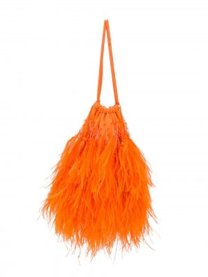 Декорированный клатч Greta с перьями The Attico. Цвет: оранжевый
