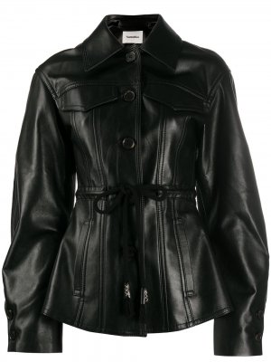 Куртка с поясом и объемными рукавами Nanushka. Цвет: черный