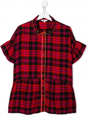 Рубашка-поло в клетку Little Marc Jacobs. Цвет: красный