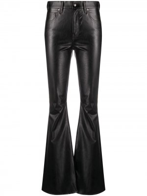 Расклешенные брюки из искусственной кожи Veronica Beard. Цвет: черный