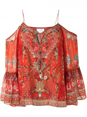Блузка с открытыми плечами Camilla. Цвет: оранжевый