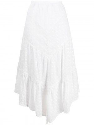 Ярусная юбка миди с вышивкой Isabel Marant Étoile. Цвет: белый