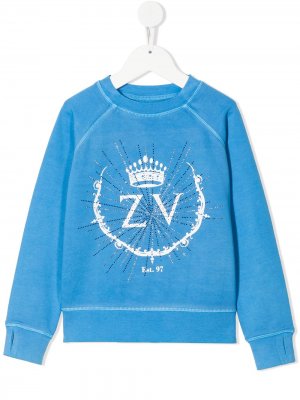 Толстовка с логотипом Zadig & Voltaire Kids. Цвет: синий