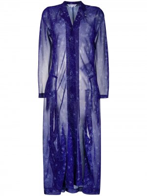 Полупрозрачное пальто с цветочным принтом Comme Des Garçons. Цвет: синий