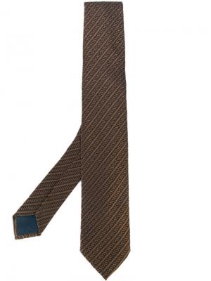 Жаккардовый галстук в полоску Dell'oglio. Цвет: коричневый