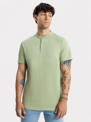 Джемпер-поло хлопковый мужской в зеленом оттенке Mark Formelle. Цвет: пыльная олива
