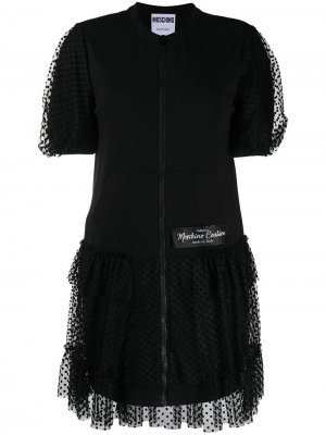 Платье из джерси со вставкой тюля Moschino. Цвет: черный