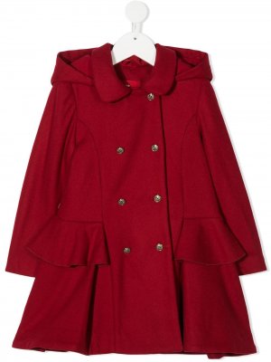 Двубортное пальто с капюшоном Lapin House. Цвет: красный