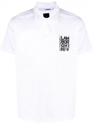 Рубашка поло с логотипом Automobili Lamborghini. Цвет: белый