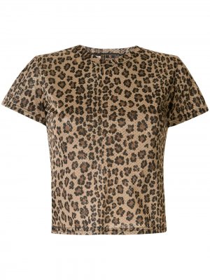 Сетчатая рубашка с леопардовым принтом Fendi Pre-Owned. Цвет: коричневый