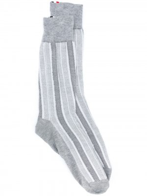 Жаккардовые носки с полосками RWB Thom Browne. Цвет: серый