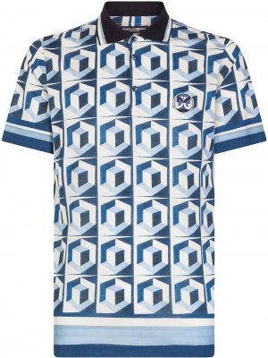 Рубашка поло с геометричным принтом Dolce & Gabbana. Цвет: синий