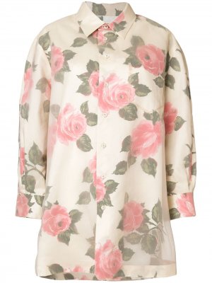Удлиненная рубашка с рисунком из роз Maison Margiela. Цвет: разноцветный