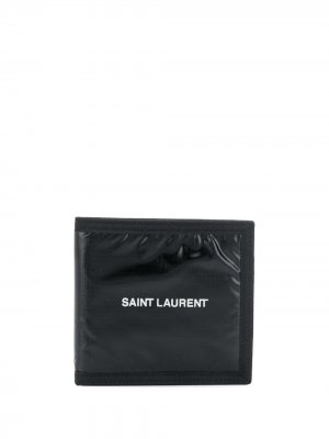 Складной бумажник с логотипом Saint Laurent. Цвет: черный
