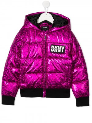 Куртка с капюшоном и нашивкой-логотипом Dkny Kids. Цвет: розовый