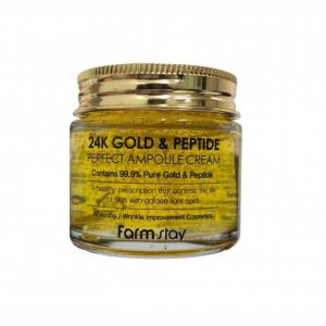 Farmstay 24K Gold & Peptide Perfect Ampoule Cream (80 мл 2,70 унции) Отбеливающий крем, разглаживание морщин FARM STAY