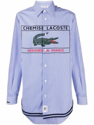 Рубашка в тонкую полоску с логотипом Lacoste. Цвет: синий