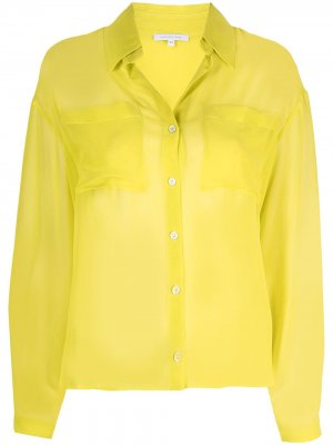 Полупрозрачная блузка на пуговицах с карманами Patrizia Pepe. Цвет: желтый