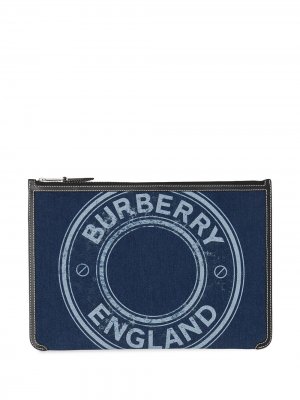 Клатч на молнии с логотипом Burberry. Цвет: синий