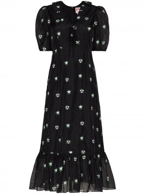 Платье миди Oakley с цветочной вышивкой Shrimps. Цвет: черный