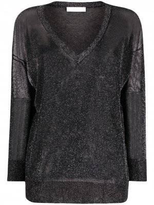 Пуловер с V-образным вырезом и эффектом металлик Fabiana Filippi. Цвет: черный
