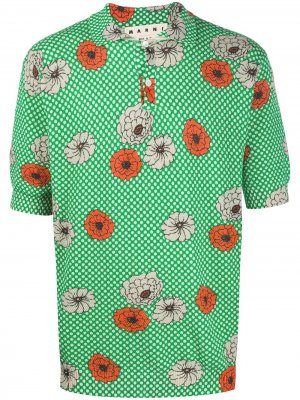 Рубашка-поло с цветочным принтом Marni. Цвет: зеленый