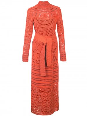 Платье вязки крючком с круглым вырезом Proenza Schouler. Цвет: оранжевый