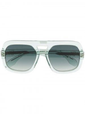 Солнцезащитные очки-авиаторы с затемненными линзами Emmanuelle Khanh. Цвет: зеленый