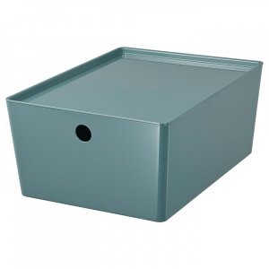 Крышка ящика для хранения ИКЕА КУГГИС бирюзовый 26х35х15 см IKEA