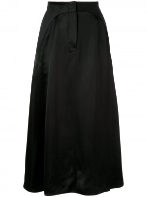 Атласная юбка миди Giorgio Armani. Цвет: черный