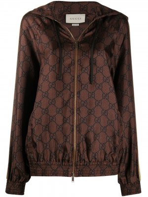 Куртка с капюшоном и узором GG Supreme Gucci. Цвет: коричневый