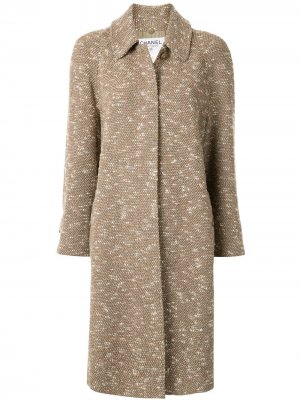 Твидовое пальто 1996-го года свободного кроя Chanel Pre-Owned. Цвет: коричневый
