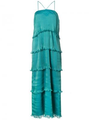 Плисированное вечернее платье Bay Zac Posen. Цвет: зелёный